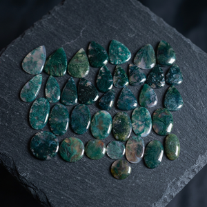 MAHNAJ GEMS Ágata Musgosa Natural, Piedras Preciosas Sueltas Pulimentadas, Formas Mixtas, Corte Cojín Ovalado para Fabricación de Joyas al por Mayor - Product Image 3