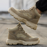 TULEDUN Nouvelles Bottes de Sécurité Unisexe Kaki Anti-Écrasement, Bottes de Travail Montantes à Semelle EVA avec Semelle Intermédiaire en Maille Respirante