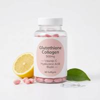 Kapsul Pemutih Kulit OEM Glutathione Collagen Softgel 500mg Kolagen Terhidrolisis Vitamin C Asam Hialuronat Biotin