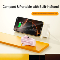Ensemble de batterie externe 3-en-1 avec logo personnalisé, mini prise de charge rapide 5000 mAh, support de téléphone à affichage numérique et câble intégré double tête