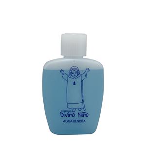 Regalo Religioso Católico, Botella de Agua Bendita de Plástico HDPE de 2oz con Tapa Abatible Serigrafiada con el Logo del Divino Niño Jesús - Product Image 1