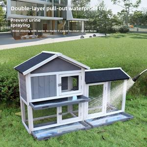 Cage à lapins en bois massif, abri extérieur résistant aux intempéries pour lapins, poulets, canards, pigeons, <span class=keywords><strong>enclos</strong></span> pour animaux de compagnie toutes saisons - Product Image 3