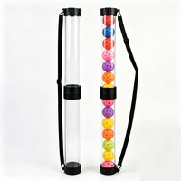 Tube de récupération de balles de pickleball portable OEM ODM personnalisé, 2 pièces détachables, tube PC transparent de 104 cm, 14 balles, avec sangle