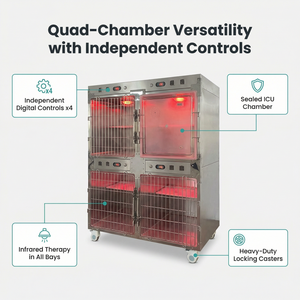 Sıcaklık/nem için iklim kontrolü sağlayan Veteriner Yoğun Bakım Ünitesi, Bu Gelişmiş Solunum Terapi Ünitesi, Birinci Sınıf Oksijen Kafesi'dir. - Product Image 3