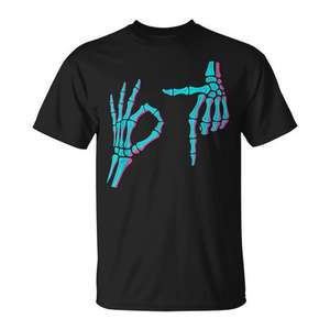 Camiseta Skeleton Hand 67 Meme para disfraz de Halloween, color negro, talla mediana - Product Image 1