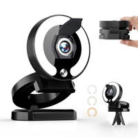4K Full HD Otomatik Odaklamalı Web Kamerası, LED Işıklı Canlı Web Kamerası, Bilgisayar ve Dizüstü Bilgisayarlar için Mikrofonlu USB Web Kamerası