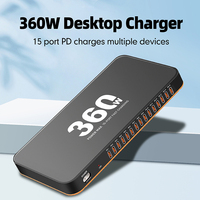 Best-seller Chargeur PD haute puissance 300W Station de charge rapide pour téléphone 15 ports Adaptateur électrique Type-C PD24W pour appareils mobiles