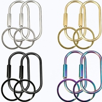Porte-clés ovales en laiton massif vintage avec fermoirs à vis et anneaux fendus à vis