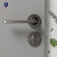 Manija de Lujo Gris Estrellado de Aleación de Zinc para Puerta Dividida con Cilindro de Cerradura, Directo de Fábrica, para Juego de Cerradura de Palanca para Puerta de Madera de Dormitorio