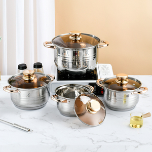 Bán buôn tùy biến nhà bếp nấu ăn chậu và chảo đặt 12 cái thép không gỉ không dính Cookware Set - Product Image 4