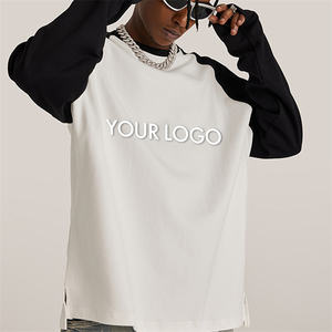 เสื้อยืดแขนยาวผ้าคอตตอนออแกนิกทรงโอเวอร์ไซส์เสื้อยืดพิมพ์โลโก้สีแบบกำหนดเอง - Product Image 2