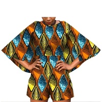 Pakaian Afrika 2026 untuk Wanita, Dibuat Sesuai Pesanan, Jubah Bazin Richi Lengan Panjang, Playsuit Kasual Wanita dari Katun, Jumpsuit Motif Ankara A1929001
