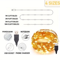 Guirlandes lumineuses LED en fil de cuivre rechargeables par USB pour mariage en intérieur, fête, printemps, anniversaire, Noël, Saint-Valentin