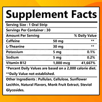 Film oral à dissolution rapide de Vitamine B12 avec caféine pour améliorer la concentration et la clarté mentale, et bandes énergétiques orales à la L-Théanine – Approvisionnement direct OEM