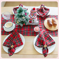 Nappe de Noël et chemin de table en polyester teint en fil, motif quadrillé, luxueuse et durable, pour Thanksgiving, le Nouvel An, les fêtes et les restaurants