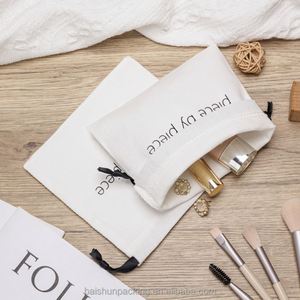 High Quality Recyclable Twill <b>Drawstring</b> Cosmetic Storage <b>Bags</b> Small Cotton Pouch for Rings Earrings - Product Image 5