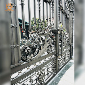 Portail en fer forgé moderne classique de luxe à double battant pour allée, conception professionnelle de modélisation 3D, entrée de villa à bon prix - Product Image 2