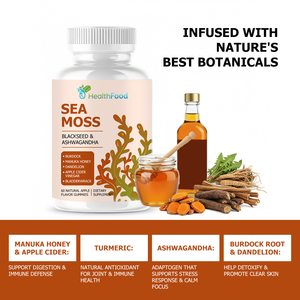 Gummies de mousse marine à succès : Cumin noir et Ashwagandha pour la digestion, la défense immunitaire, antioxydant, apaisant pour les articulations, concentration et énergie - Product Image 3