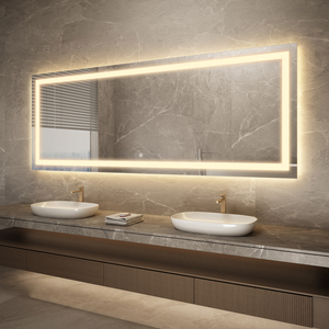 Miroir d'habillage à cadre en aluminium intelligent de style hôtel moderne avec lumières anti-buée et à intensité variable - Product Image 6
