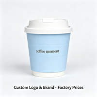 Biologisch afbreekbare, gestructureerde koffiebekers met deksel, met aangepast logo, ecologisch verantwoorde wegwerpbekers voor warme dranken, merkbekers voor cafés, groothandel, 8oz/12oz/16oz