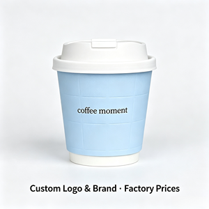 Gobelets à café biodégradables texturés avec couvercles, personnalisables avec logo, écologiques, jetables, pour boissons chaudes à emporter, pour cafés, vente en gros, 8oz/12oz/16oz - Product Image 1