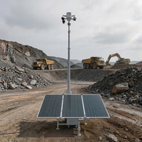 Torre Móvil Solar para Cámaras de Seguridad Exterior con Remolque, Fácil Instalación, Grabación 24/7, Detección de Movimiento, Impermeable IP66, Mástil de 9M, Cabrestante Eléctrico