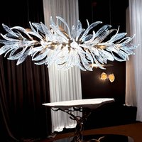 Lustre de salle à manger en laiton et verre de Murano fait main, suspension moderne LED, luminaire floral pour villa, lampe de plafond suspendue