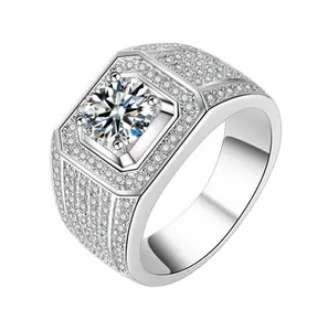 पूर्ण हीरा चमकदार लक्जरी बड़े संस्करण पुरुष मढ़वाया प्लेटिनम पुरुषों की हीरे की अंगूठी