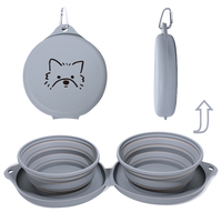 Bol d'eau pliable pour chien en silicone écologique, anti-fuite, personnalisé, pliable, arrondi, capacité de 600 ml, pour une utilisation en intérieur et en extérieur