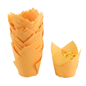 Tulip Cupcake Wrappers Liners Baking Muffin Cup Resistente al calor Resistente al aceite Lace Coated Muffin Paper Holder