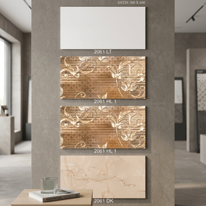 Carrelage mural en porcelaine émaillée brillante 300x600mm, motif floral et végétal, aspect brique réfractaire, pour hall d'entrée - Product Image 6