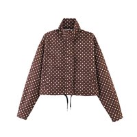 ZEVITY Manteaux Courts Imprimés à Pois pour Femmes, Vestes à Manches Longues Style Urbain pour Femmes 2026, Élégantes pour le Bureau et Tenues Décontractées