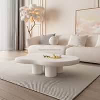 Ensemble de table basse pour maison moderne blanc crème ondulé en forme de nuage table centrale en bois de luxe mobilier design de salon