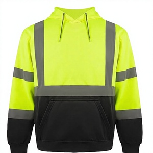 Sweat-shirt de travail réfléchissant orange jaune en coton imperméable de classe 3 ANSI, veste d'hiver isolée pour homme avec rayures - Product Image 2