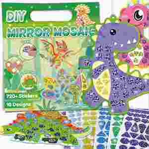 Girls and Boys Dinosaur Art Craft Kit Toddler <b>Bookmarks</b> Birthday Gifts 10 Sets Diy Mosaic Stickers for Kids - Product Image 5