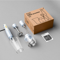 Mélangeur à main nouveau design, mélangeur à immersion 4 en 1, 4 lames en acier inoxydable, corps en ABS, moteur en cuivre, passe au lave-vaisselle