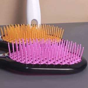 Customized Small Paddle Square Black Salon Vent Feature Plastic Handle Magic Hair <b>Brush</b> - Product Image 4
