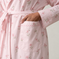 Peignoir en coton premium Softextiles, en velours éponge imprimé, confortable et doux, avec col châle, personnalisable avec logo ODM