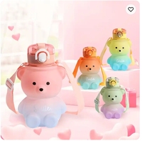 Zhida Portable 800ml été grande capacité ours dégradé mignon bouteille d'eau filles tasse en plastique gourdes enfants bouteille d'eau en plastique