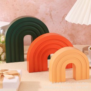 Ornement décoratif en bois arc-en-ciel, ensemble multi-pièces, décoration géométrique minimaliste pour la maison, le bureau, le salon, cadeau - Product Image 4