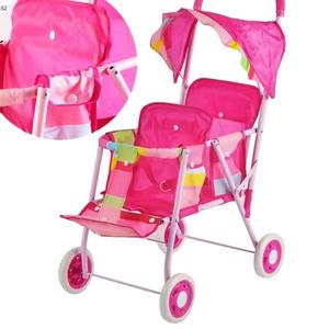 Thiết kế mới đáng yêu cô gái chơi nhà đôi ghế sắt pram bé Đồ chơi Twin búp bê xe đẩy - Product Image 4