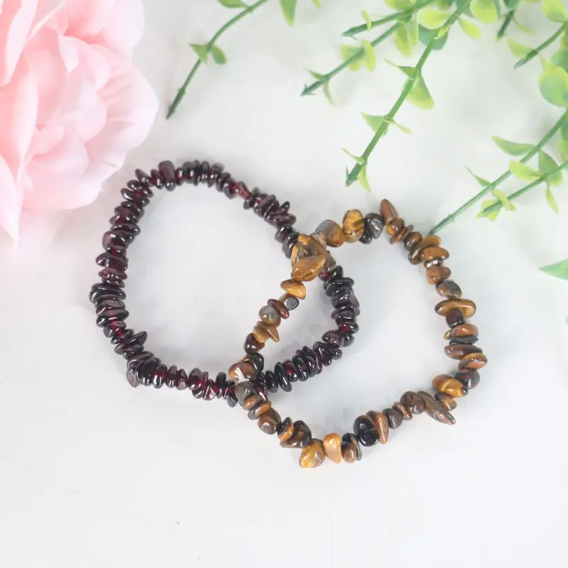 Wholesale Crystal Jewelry Natural Citrine or Garnet or Tiger eye Gravel Bracelet crystal bracelets