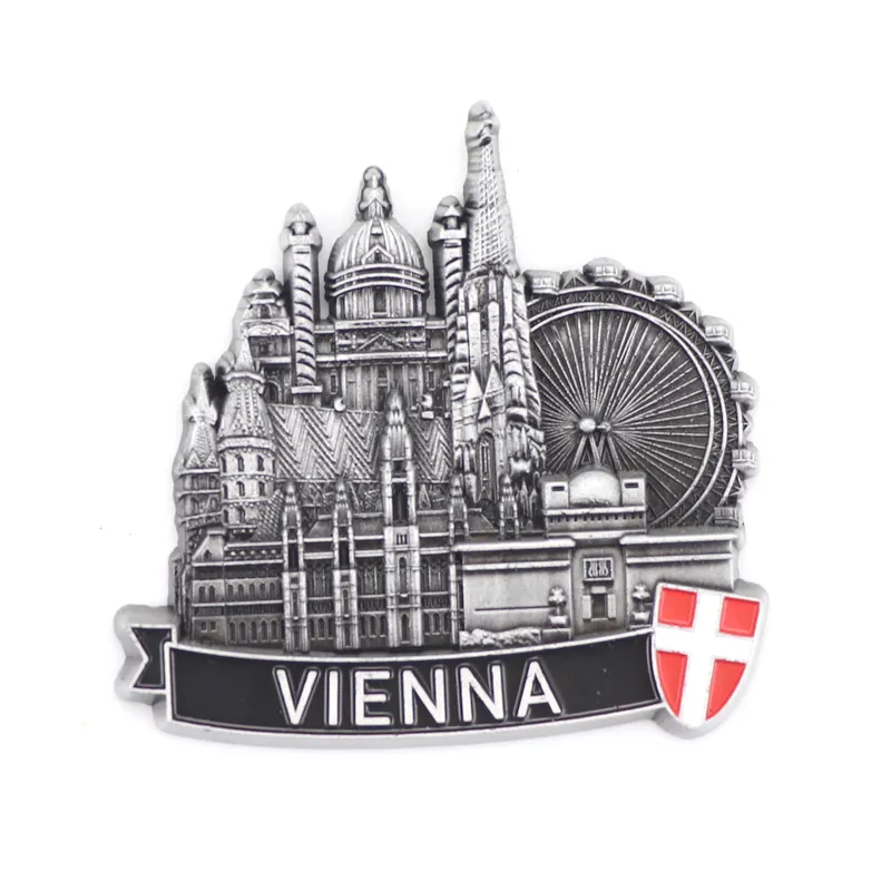 Günstige personal isierte Designs Österreich Wien Souvenir City Magnet Tourismus Metall Kühlschrank Magnet