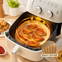 Papiers de cuisson en parchemin marron anti-graisse personnalisés OEM de qualité alimentaire pour paniers et plateaux de friteuse à air