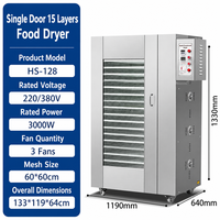 Déshydrateur alimentaire industriel pour fruits, légumes, viande, saucisses chinoises, fruits de mer, piments, machine de séchage en acier inoxydable, 15 plateaux