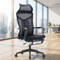 Chaise de bureau ergonomique à dossier haut en maille avec appui-tête large, réglable en hauteur, avec repose-pieds, idéale pour le salon - Vente en gros à prix réduit