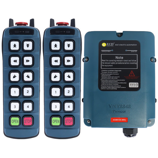 High Quality 2 Transmitter and 1 Receiver Electric Hoist Crane Industrial Smart Radio Remote Control for Sale
