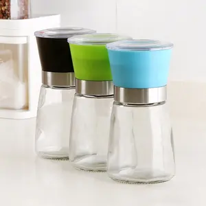 Manual pepper spice mills grinder shaker bottles glass bottle spice jar