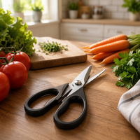 Ciseaux de cuisine polyvalents avec étui de protection, ciseaux en acier inoxydable durables, lavables au lave-vaisselle, poignée confortable à prise souple