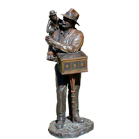 Figure en bronze d'extérieur et sculpture de singe, Sculpture de singe à dos en bronze coulé, Sculpture de singe en bronze coulé